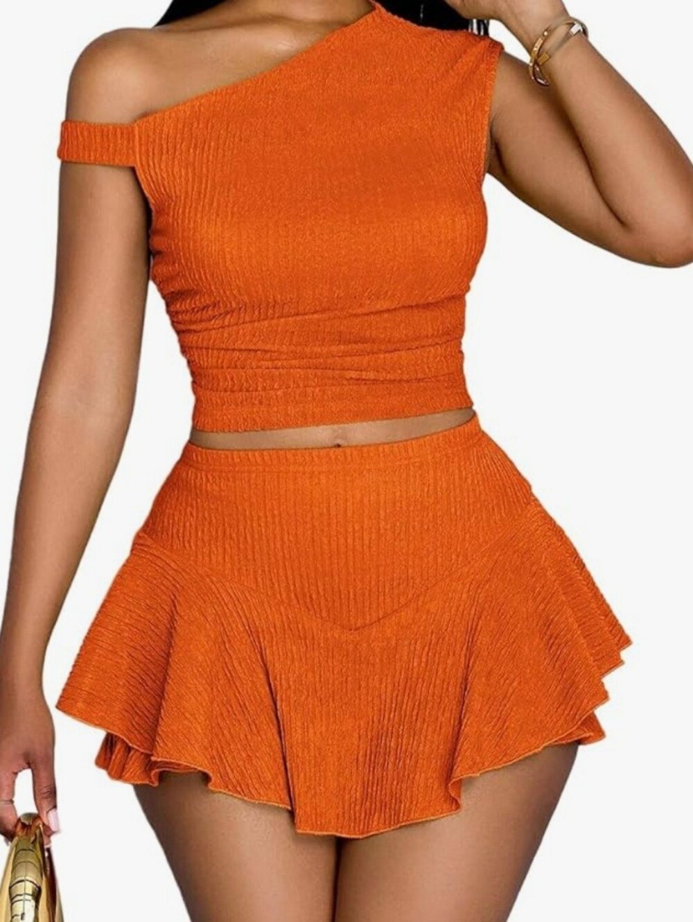 Orange Ribbed Top